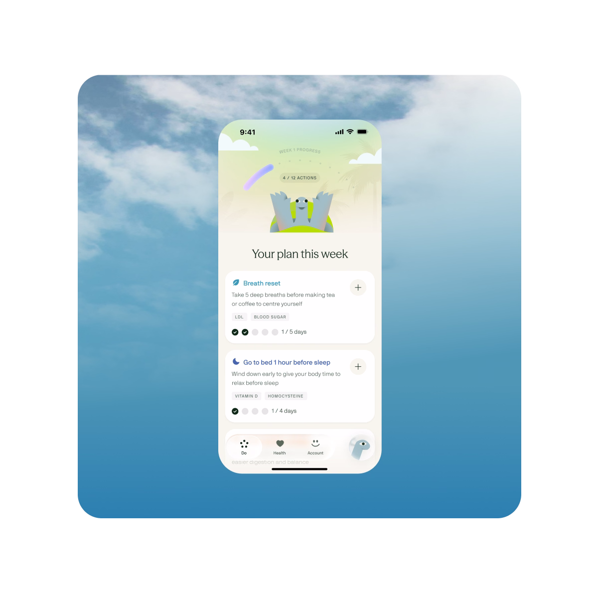 Voy companion app against a blue sky